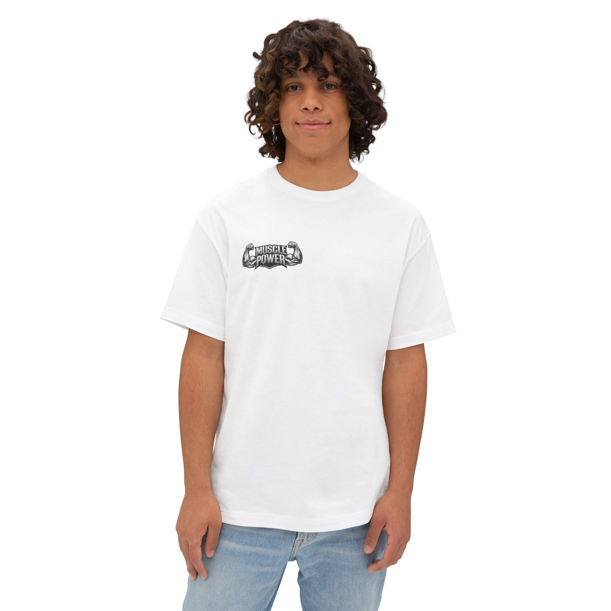 Muscle Power Tee — "Strength Through Christ" Christian Fitness Graphic Shirt