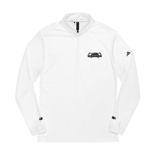 Embroidered Quarter-Zip Pullover – White Performance Adidas Style