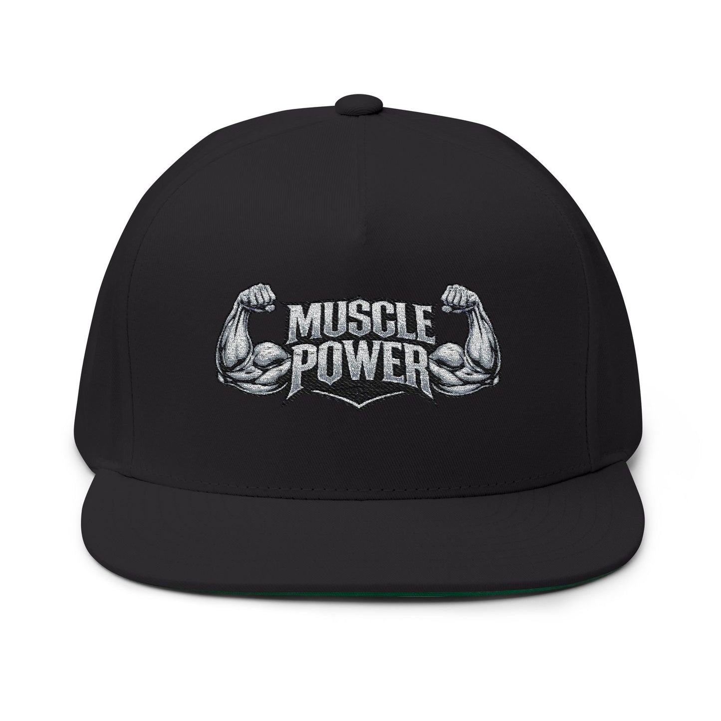 Flat Bill Cap — Hustle Power Embroidered Snapback