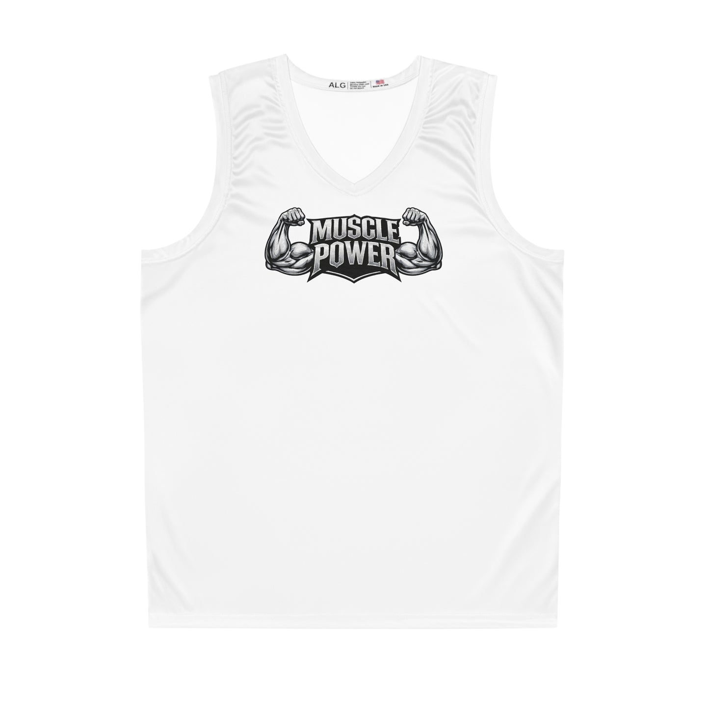 Muscle Power Basketball Jersey – Athletic Sleeveless Tank with Biceps Logo