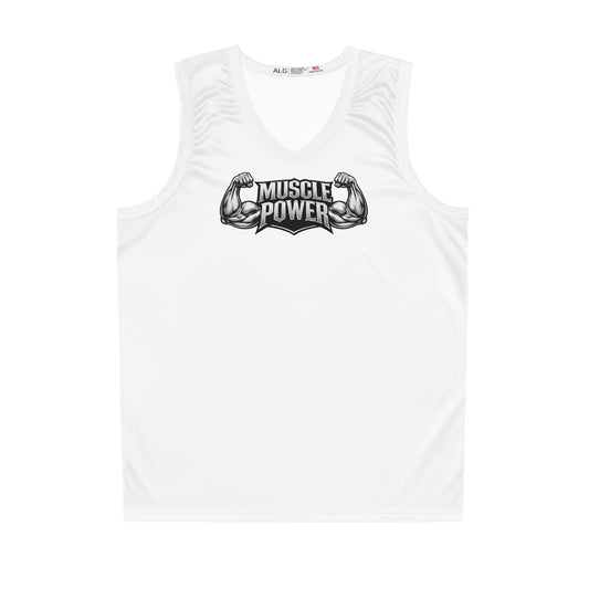 Muscle Power Basketball Jersey – Athletic Sleeveless Tank with Biceps Logo