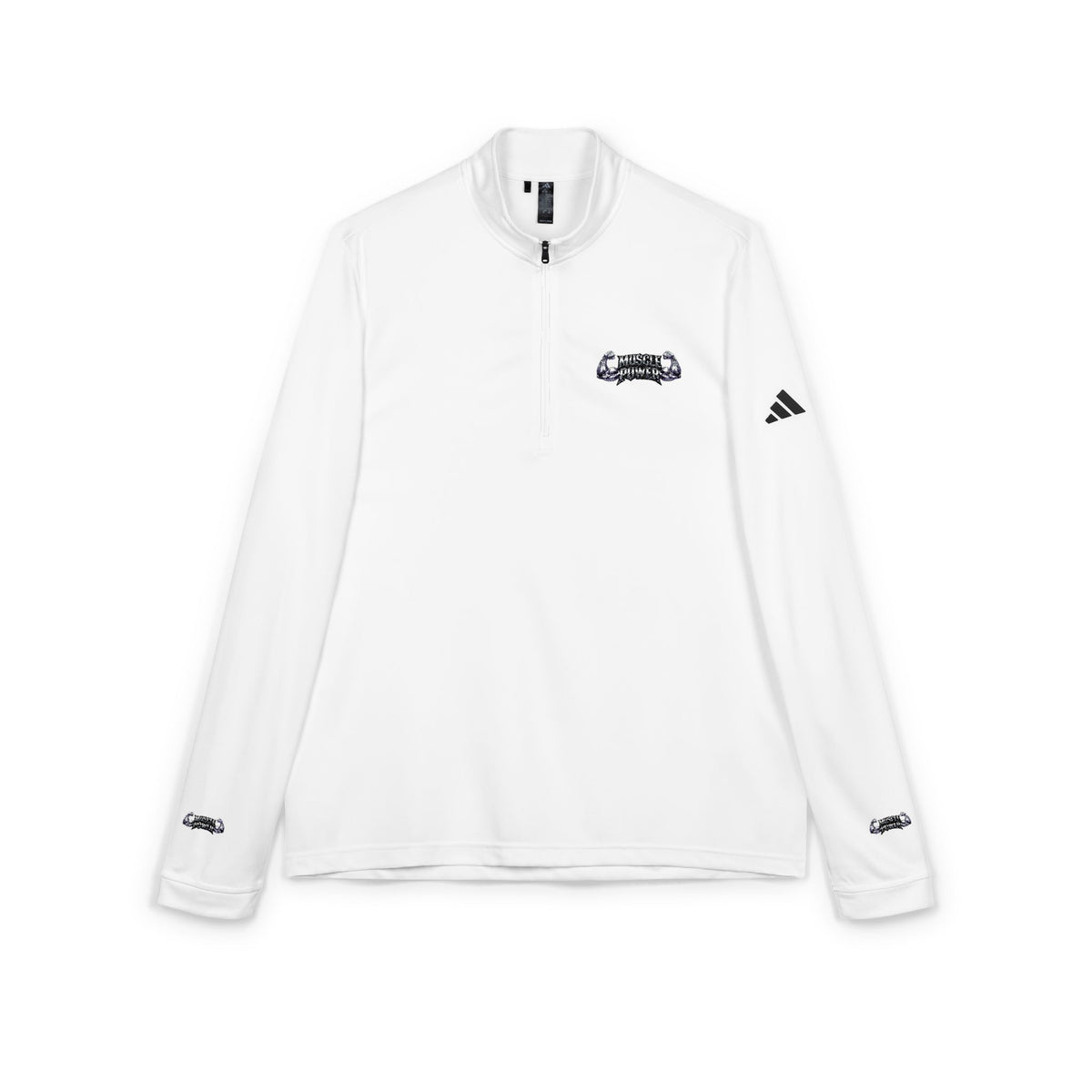 Embroidered Quarter-Zip Pullover – White Performance Adidas Style