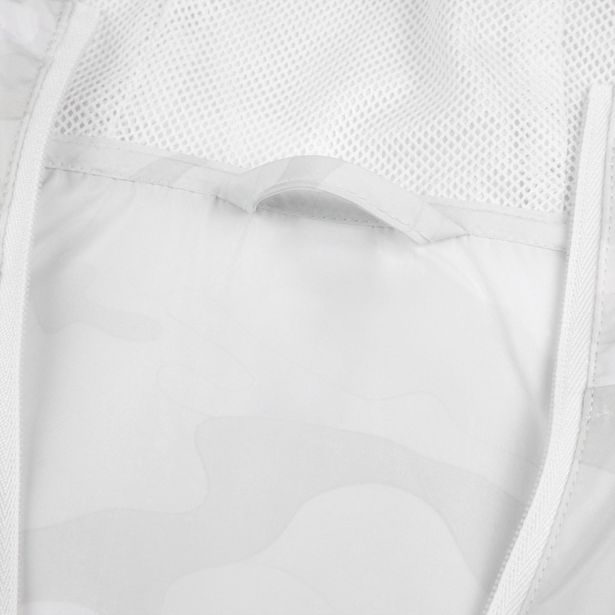 White Camo Windbreaker Jacket — Subtle Urban Logo Streetwear