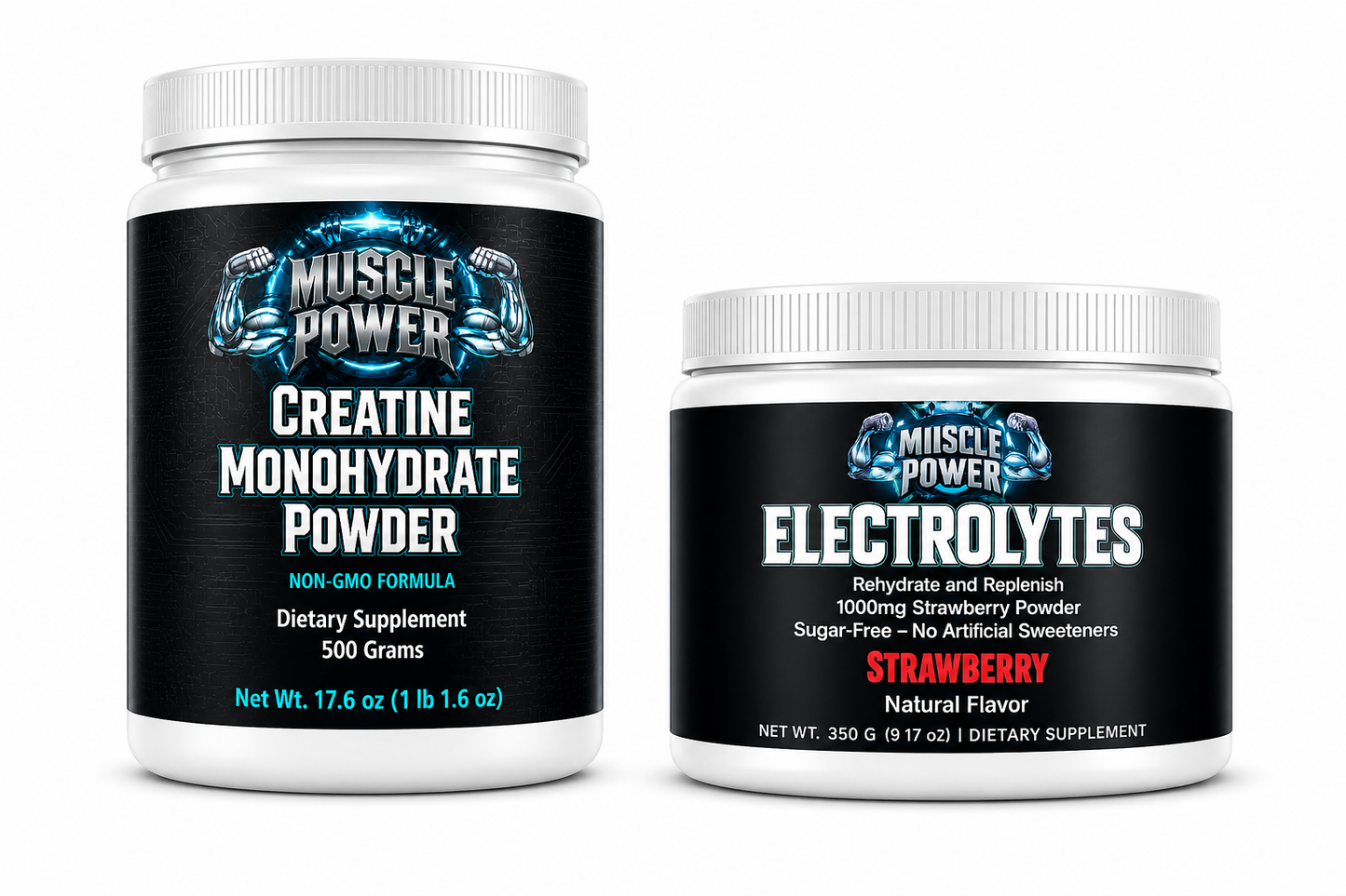 Muscle Power Advanced Electrolytes & Pure Creatine Monohydrate Powder Combo Kit (500g) - Ultimate Gym Workout Performance & Recovery Stack