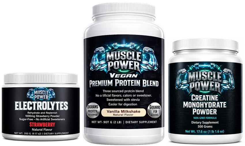 Muscle Power Premium Whey Protein Powder Bundle (Vanilla & Strawberry) - High Protein Gym Workout Supplement Stack (15% OFF)