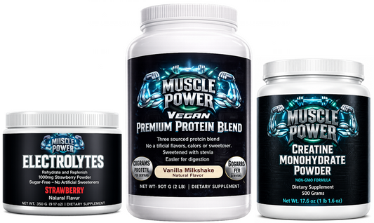 Muscle Power Premium Whey Protein Powder Bundle (Vanilla & Strawberry) - High Protein Gym Workout Supplement Stack (15% OFF)