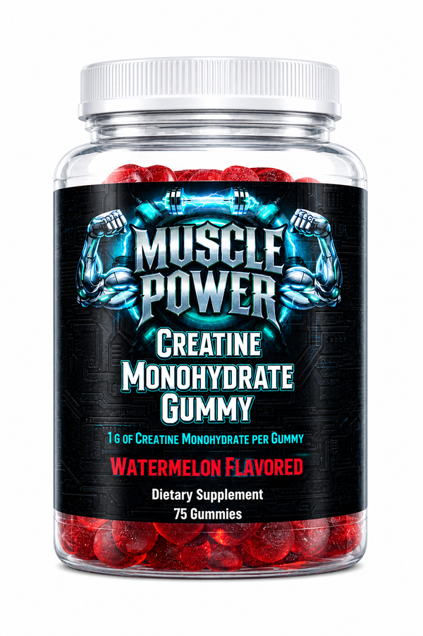 Muscle Power Pure Creatine Monohydrate Gummies (Sour Watermelon, 75 Count) - High Performance Gym Workout Chews for Muscle Growth & Energy