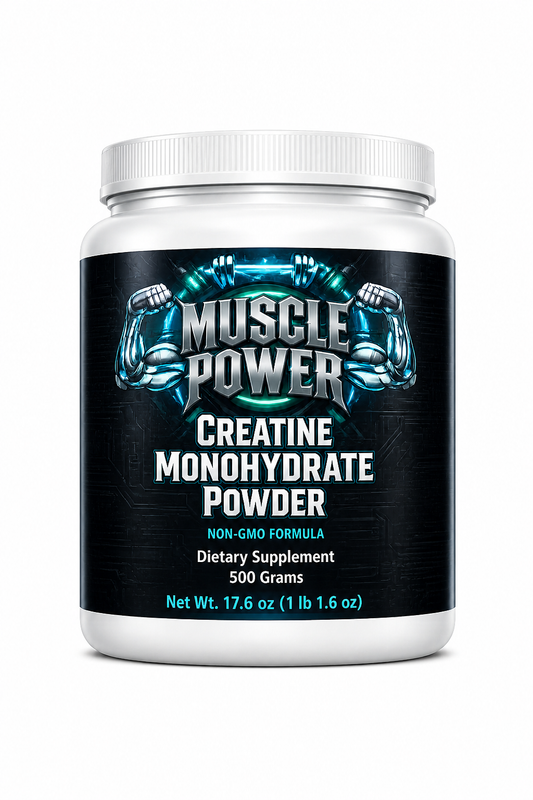 Muscle Power Pure Creatine Monohydrate Powder (500g) - Micronized Muscle Building Supplement for Gym Workout Strength & Recovery