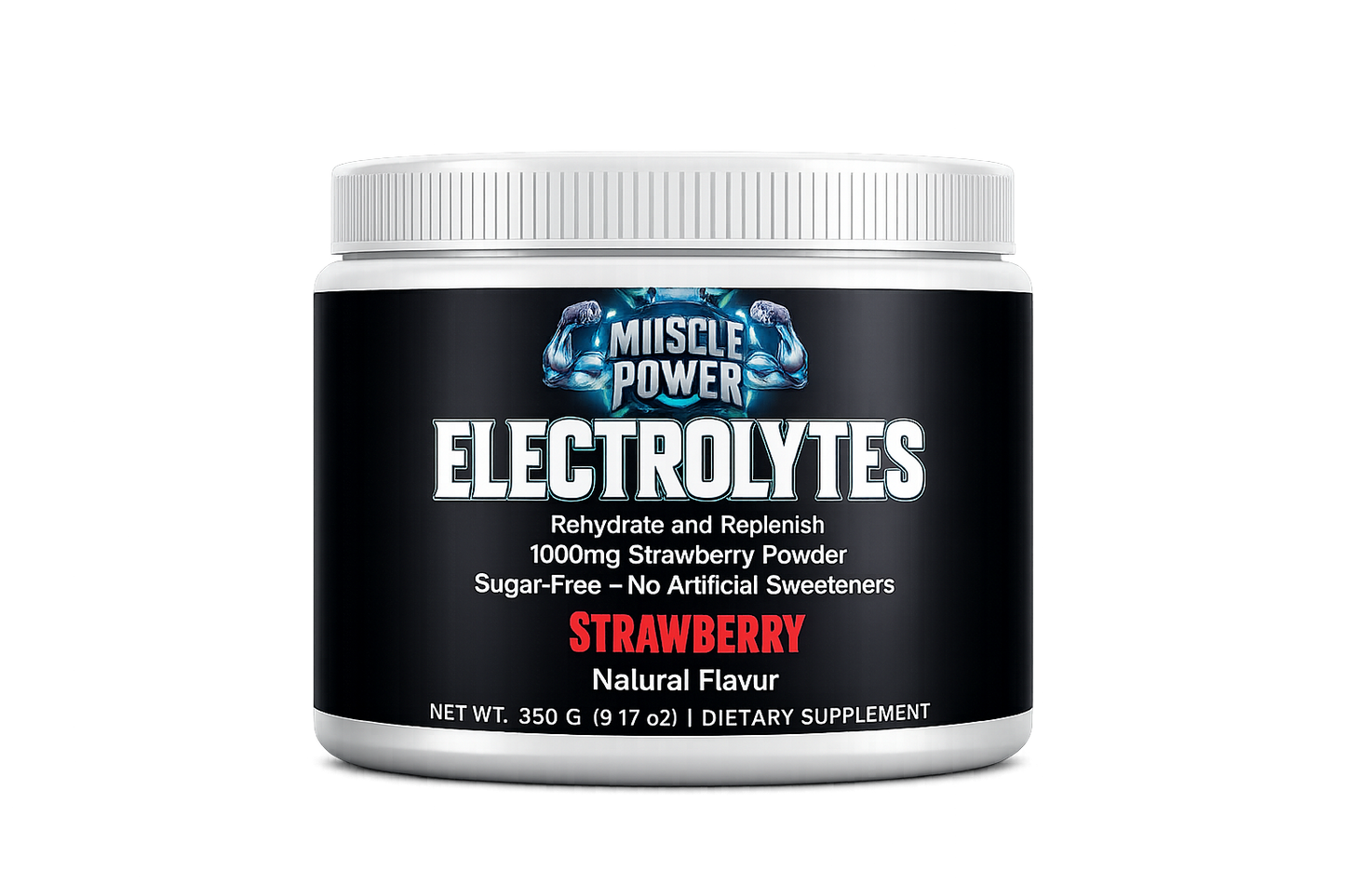 Muscle Power Advanced Electrolyte Powder (9.17 oz) - Strawberry Flavor Gym Workout Hydration & Recovery Supplement