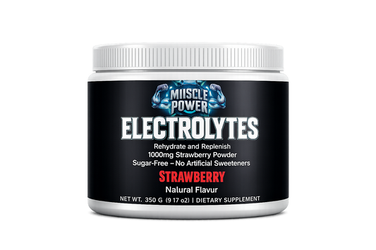 Muscle Power Advanced Electrolyte Powder (9.17 oz) - Strawberry Flavor Gym Workout Hydration & Recovery Supplement