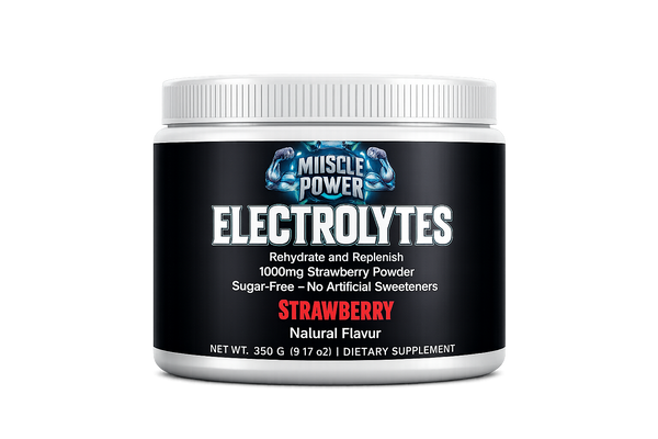 Muscle Power Advanced Electrolyte Powder (9.17 oz) - Strawberry Flavor Gym Workout Hydration & Recovery Supplement
