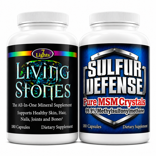 Muscle Power Sulfur Defense & Living Stones Mineral Dietary Supplement Combo Kit for Immune & Cellular Health