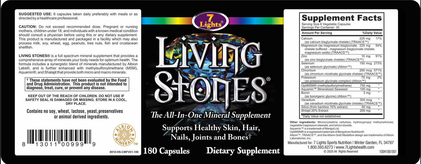 LIVING STONES - FULL SPECTRUM MINERALS (180 V-CAPS - 30-DAY SUPPLY)
