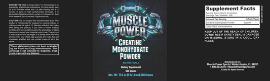 MUSCLE POWER CREATINE MONOHYDRATE (500 GRAMS)