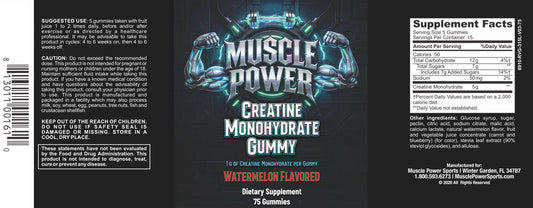 MUSCLE POWER CREATINE MONOHYDRATE GUMMY - SOUR WATERMELON (75 COUNT)