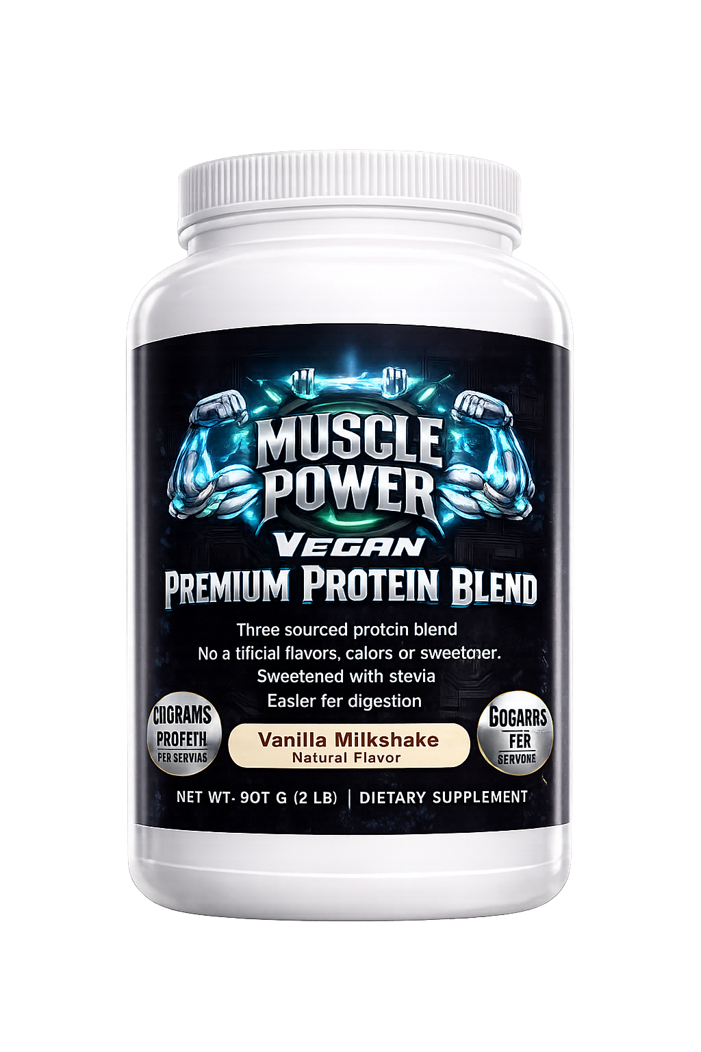 Muscle Power Premium Whey Protein Powder (Vanilla, 2 lbs) - Micronized Muscle Building Supplement for Gym Workout Growth & Recovery