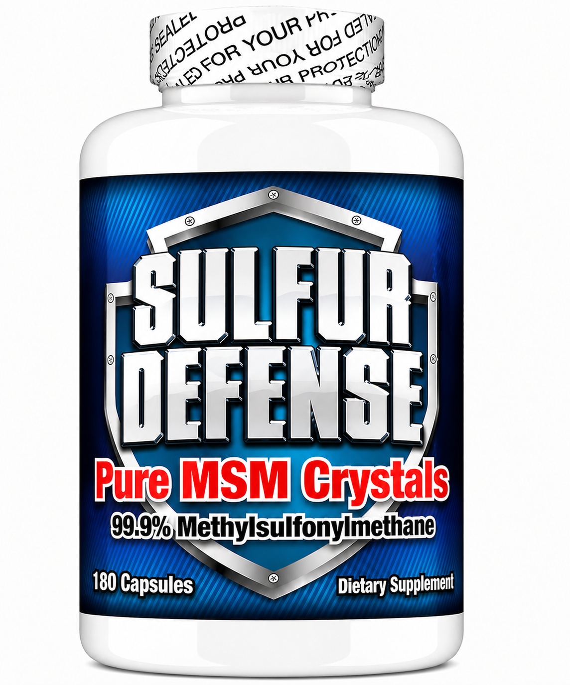 Sulfur Defense OptiMSM® Pure MSM Supplement (180 Veggie Capsules) - Immune System, Joint Support & Cellular Health