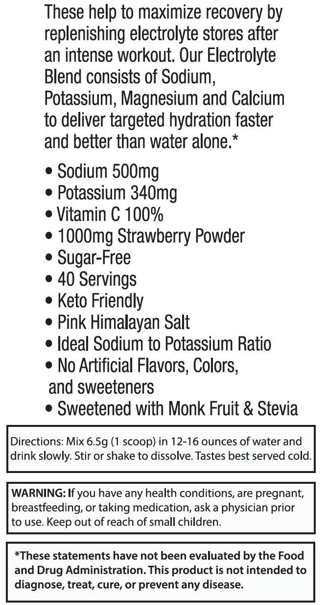 Muscle Power Advanced Electrolyte Powder (9.17 oz) - Strawberry Flavor Gym Workout Hydration & Recovery Supplement