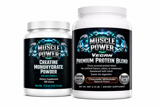 Muscle Power Premium Whey Protein Powder (Chocolate) & Creatine Monohydrate Combo Kit - Ultimate Muscle Building & Recovery Gym Stack