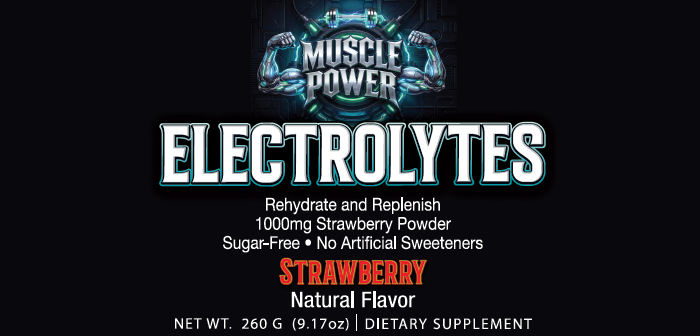 Muscle Power Advanced Electrolyte Powder (9.17 oz) - Strawberry Flavor Gym Workout Hydration & Recovery Supplement