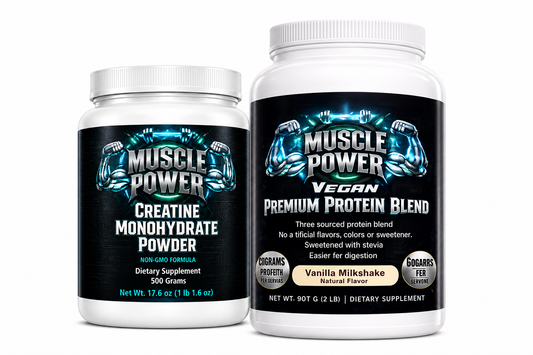 Muscle Power Premium Whey Protein Powder (Vanilla) & Creatine Monohydrate Combo Kit - Ultimate Muscle Building & Recovery Gym Stack